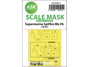 ASK Art Scale Kit Mask M48015 Supermarine Spitfire Mk.Vb Airfix Recto Verso 1/48