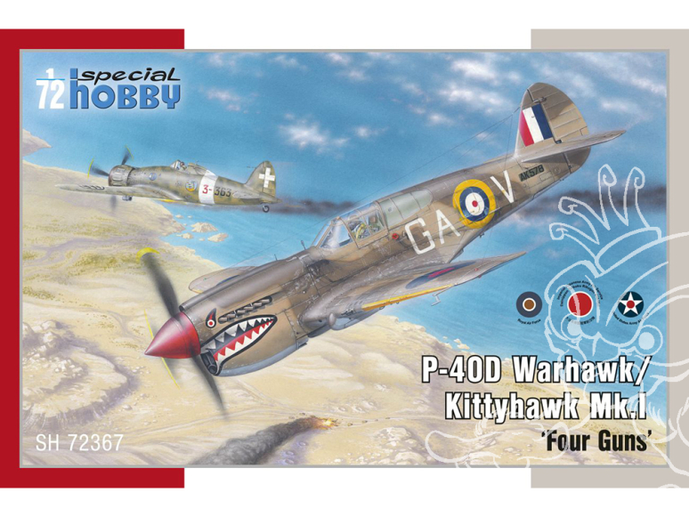 Special Hobby maquette avion 72367 P-40D Warhawk Kittyhawk Mk.I Quatre canons 1/72