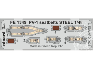 EDUARD photodecoupe avion FE1349 Harnais métal PV-1 Academy 1/48