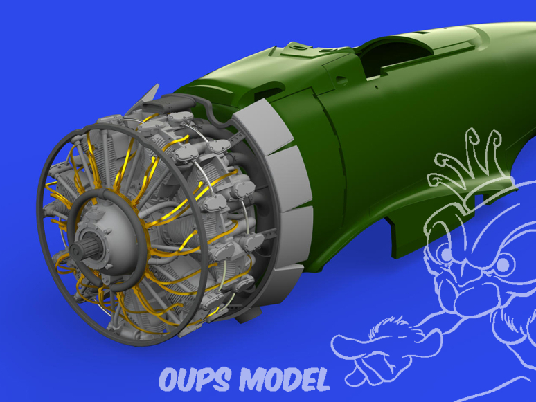 Eduard kit d'amelioration avion brassin Print 648852 Moteur A6M2-N Rufe Eduard 1/48