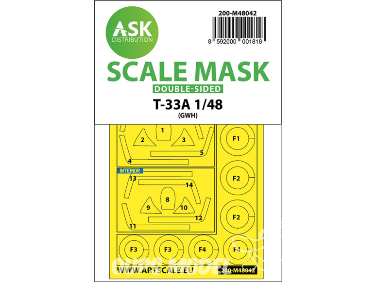 ASK Art Scale Kit Mask M48042 T-33A Great Wall Hobby Recto Verso 1/48