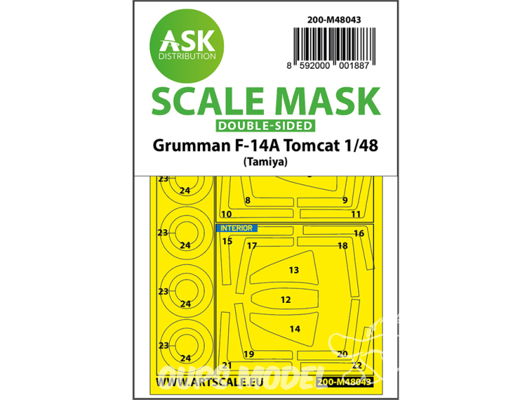 ASK Art Scale Kit Mask M48043 Grumman F-14A Tomcat Tamiya Recto Verso 1/48