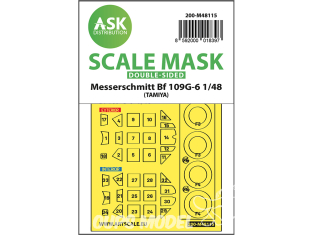 ASK Art Scale Kit Mask M48115 Messerschmitt Bf109 G-6 Tamiya Recto Verso 1/48