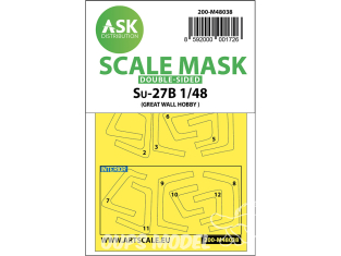 ASK Art Scale Kit Mask M48038 Sukhoi Su-27B Great Wall Hobby Recto Verso 1/48