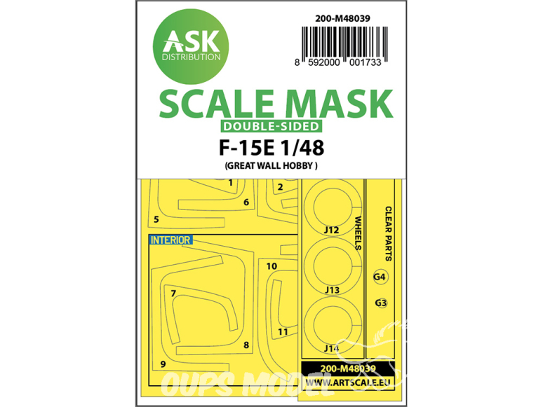 ASK Art Scale Kit Mask M48039 F-15E Great Wall Hobby Recto Verso 1/48