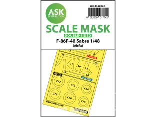 ASK Art Scale Kit Mask M48072 F-86F-40 Sabre Airfix Recto Verso 1/48