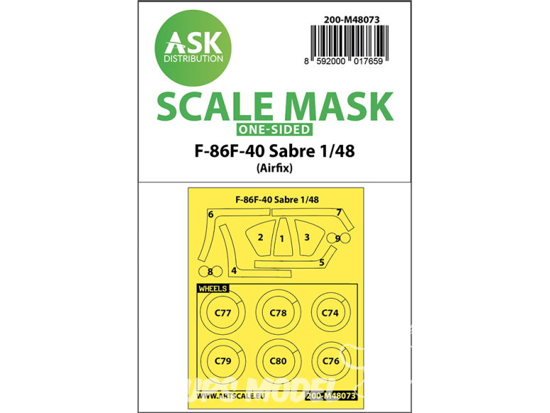 ASK Art Scale Kit Mask M48073 F-86F-40 Sabre Airfix Recto 1/48