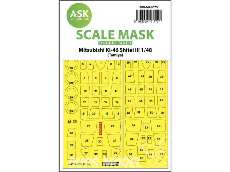 ASK Art Scale Kit Mask M48075 Mitsubishi Ki-46 Shitei III Tamiya Recto Verso 1/48