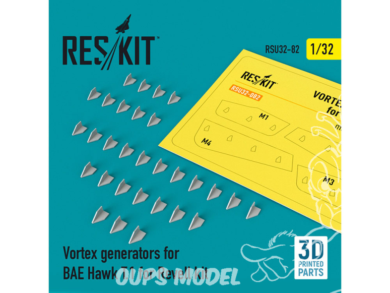 ResKit kit d'amelioration Avion RSU32-0082 Générateurs de vortex pour BAE Hawk T.1 pour kit Revell (impression 3D) 1/32