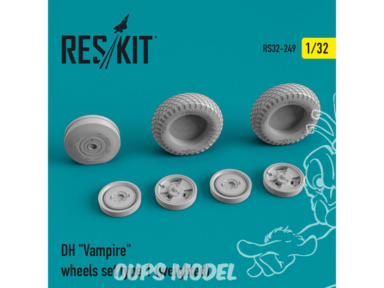 ResKit kit d'amelioration avion RS32-0249 Jeu de roues DH "Vampire" type 1 (lesté) 1/32