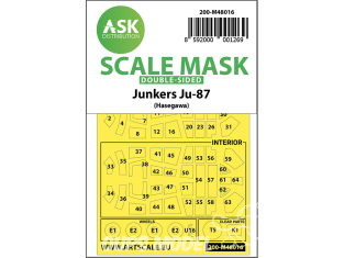 ASK Art Scale Kit Mask M48016 Junkers Ju-87 Hasegawa Recto Verso 1/48