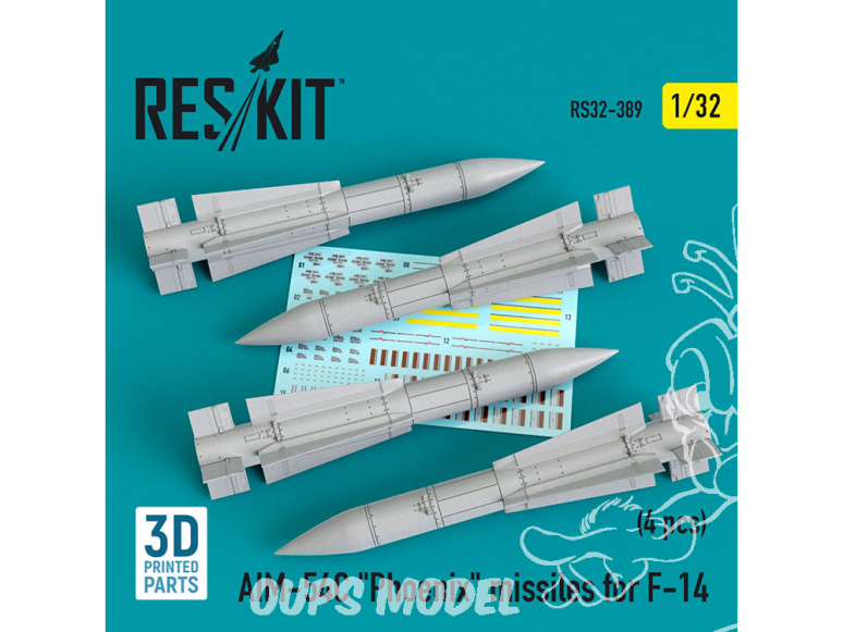 ResKit kit RS32-0389 Missiles AIM-54C "Phoenix" pour F-14 4 pièces 1/32