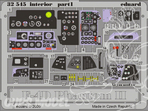 EDUARD photodecoupe avion 32545 Interieur F-4D Phantom II 1/32