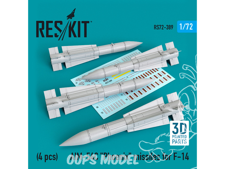 ResKit kit RS72-0389 Missiles AIM-54C "Phoenix" pour F-14 4 pièces 1/72