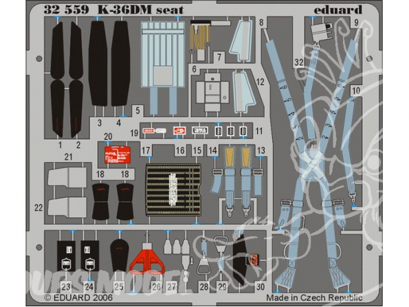 EDUARD photodecoupe avion 32559 Siege Mig-29 Fulcrum K-36DM 1/32