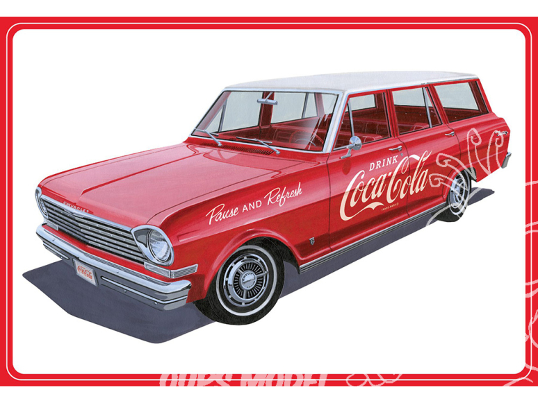 AMT maquette voiture 1353 1963 CHEVY II NOVA WAGON AVEC CAISSES COCA 1/25