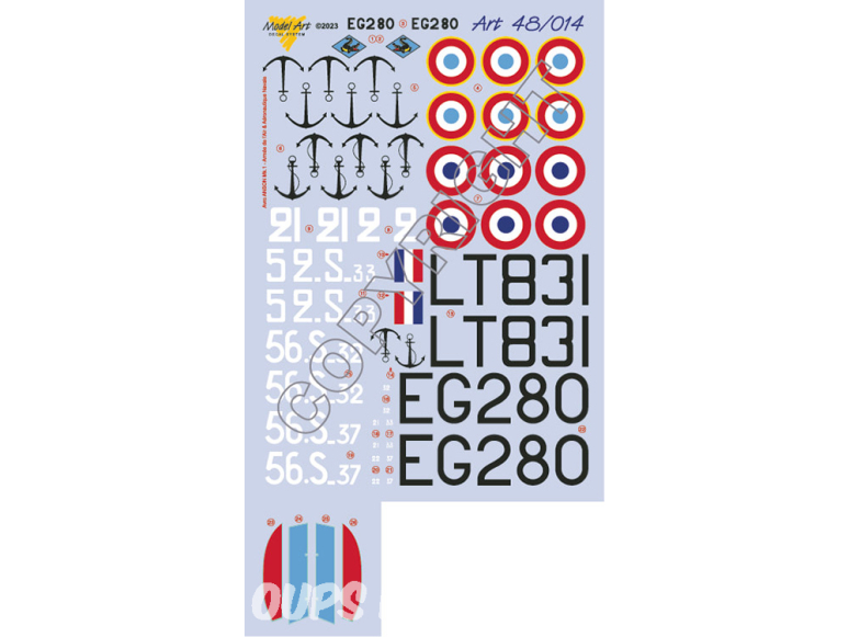 Decalques Model Art 48/014 Avro ANSON Mk.1 Aéronautique Navale et Armée de l'Air 1/48