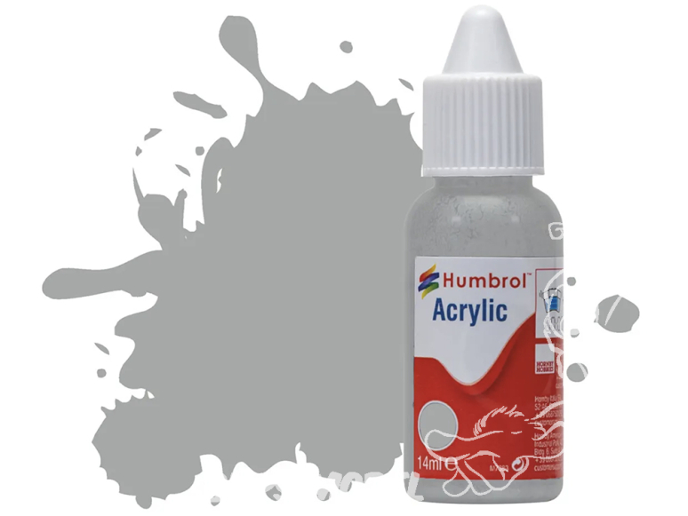 HUMBROL Peinture Acrylique 129 Gris Mouette US Satine Flacon compte-gouttes 14ml