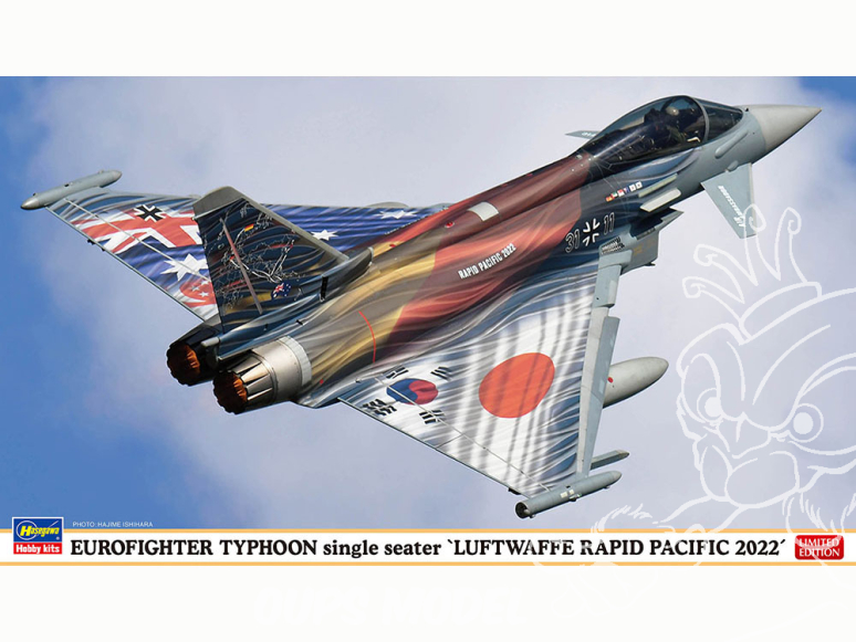 HASEGAWA maquette avion 02430 Eurofighter Typhoon monoplace type « Luftwaffe Rapid Pacific 2022 » 1/72