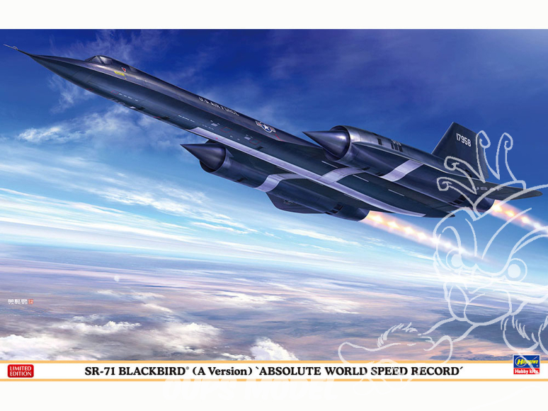 Hasegawa maquette avion 02425 SR-71 Blackbird (Type A) "Record mondial de vitesse absolue" 1/72