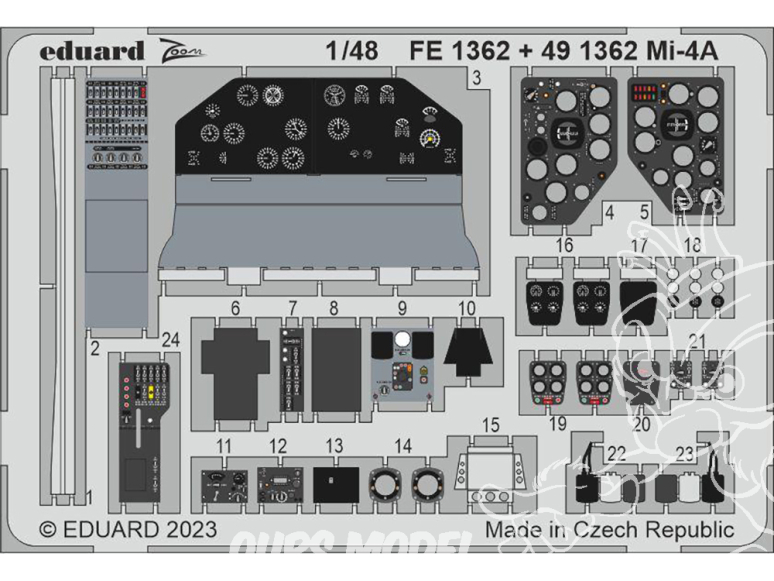 EDUARD photodecoupe hélicoptère FE1362 Zoom amélioration Mi-4A Trumpeter 1/48