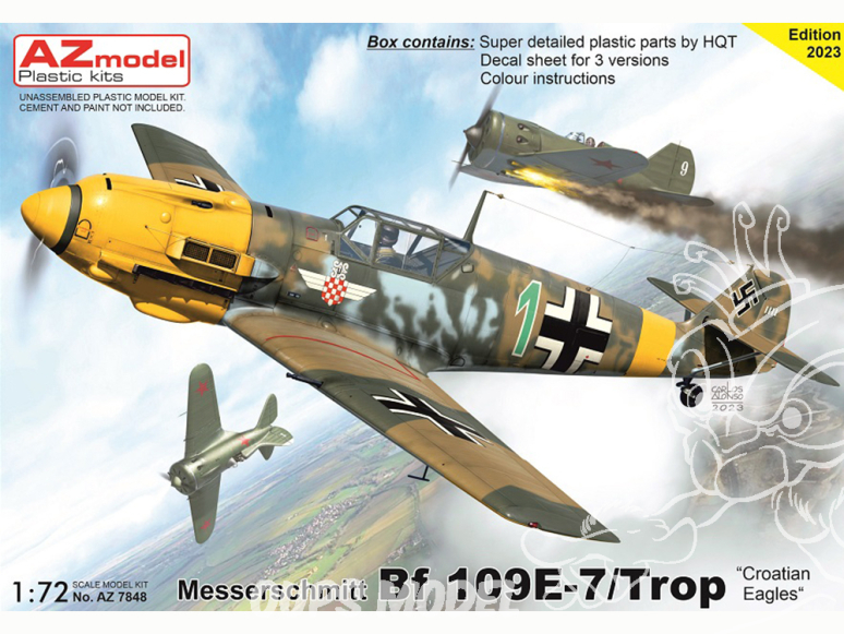 AZ Model Kit avion AZ7848 Messerschmitt Bf 109E-7/Trop Eagles Croites 1/72