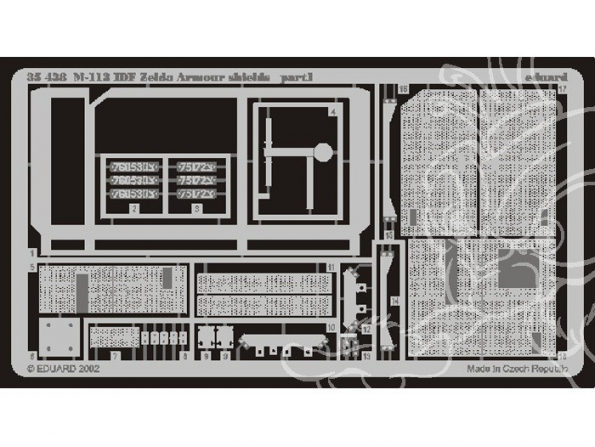 Eduard photodecoupe militaire 35438 Armour shields M-113 IDF Zelda 1/35