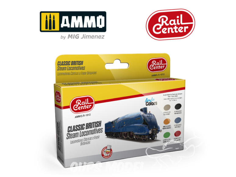 MIG peinture Rail Center R-1012 Set peintures Locomotives à vapeur Britanniques classiques 6 x 15ml