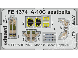 EDUARD photodecoupe avion FE1374 Harnais métal A-10C Academy 1/48