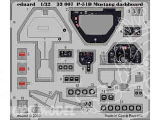 EDUARD photodecoupe avion 33007 Tableau de bord P-51D Mustang 1/32