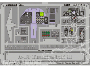 EDUARD photodecoupe avion 33013 Tableau de bord A-10 1/32