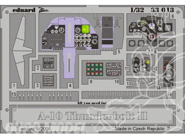 EDUARD photodecoupe avion 33013 Tableau de bord A-10 1/32