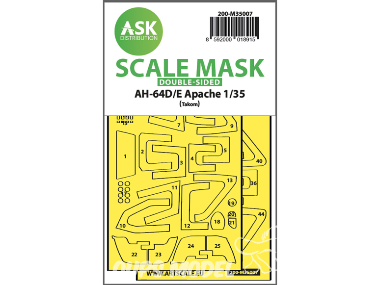 ASK Art Scale Kit Mask M35007 AH-64D/E Apache Takom Recto Verso 1/32