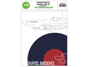 ASK Art Scale Kit Décalcomanies D32042 Supermarine Spitfire Mk IX Stencils / Marquages 1/32