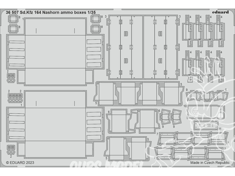 Eduard photodecoupe militaire 36507 Caisses de munitions Sd.Kfz.164 Nashorn Border Model 1/35