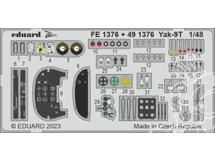 EDUARD photodecoupe avion FE1376 Zoom amélioration Yak-9T Zvezda 1/48