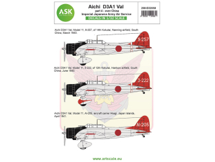 ASK Art Scale Kit Décalcomanies D32050 Aichi D3A1 Val Partie 4 - Over China Imperial Japanese Army Air Service 1/32