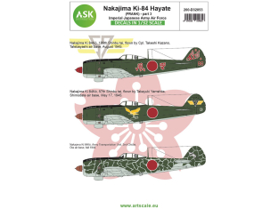 ASK Art Scale Kit Décalcomanies D32053 Nakajima Ki-84 Hayate (Frank) Partie 3 - Imperial Japanese Army Air Force 1/32