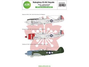 ASK Art Scale Kit Décalcomanies D32058 Nakajima Ki-84 Hayate (Frank) Partie 8 - captured by US Us Army Air Force 1/32