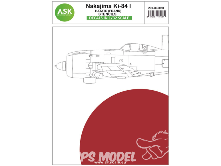 ASK Art Scale Kit Décalcomanies D32060 Nakajima Ki-84 I Hayate (Frank) Stencils / Marquages 1/32