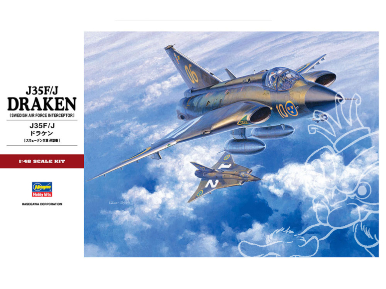 Hasegawa maquette avion 07241 J35F/J Draken 1/48