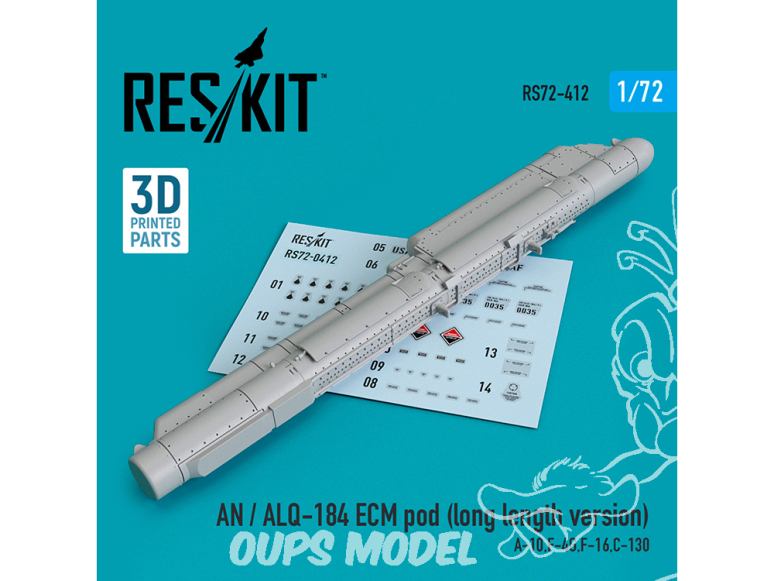 ResKit kit RS72-0412 Pod AN/ALQ-184 ECM version longue impression 3D 1/72