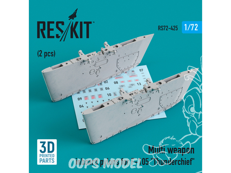 ResKit kit armement Avion RS72-0425 Pylônes intérieurs multi-armes pour F-105 "Thunderchief" (2 pcs) Impression 3D 1/72