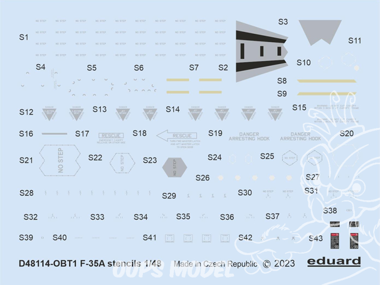 Eduard Decalques avion D48114 Marquages / Stencils F-35A Tamiya 1/48