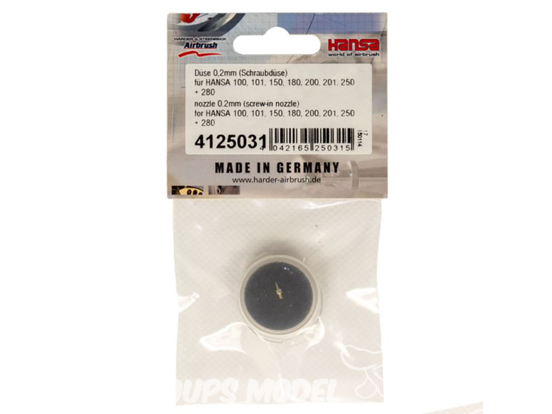 Harder & Steenbeck AEROGRAPHE 4125031 Buse 0,2mm, buse a vis pour Hansa 100,101,150,180,200,201,250,280