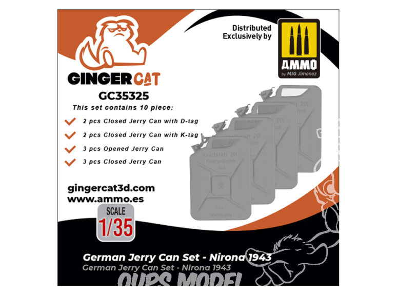 Ginger Cat accessoire GC35325 Set Jerrycans Allemand - Nirona 1943 1/35