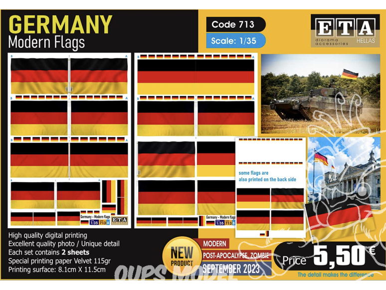 ETA diorama 714 Drapeaux Allemand modernes 1/72