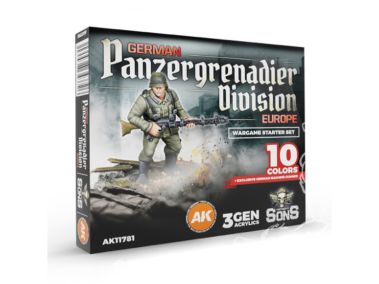 Ak interactive set 3G AK11781 PANZERGRENADIER ALLEMANDE EUROPE KIT DE DÉMARRAGE WARGAME 10 COULEURS FIGURINE EXCLUSIVE