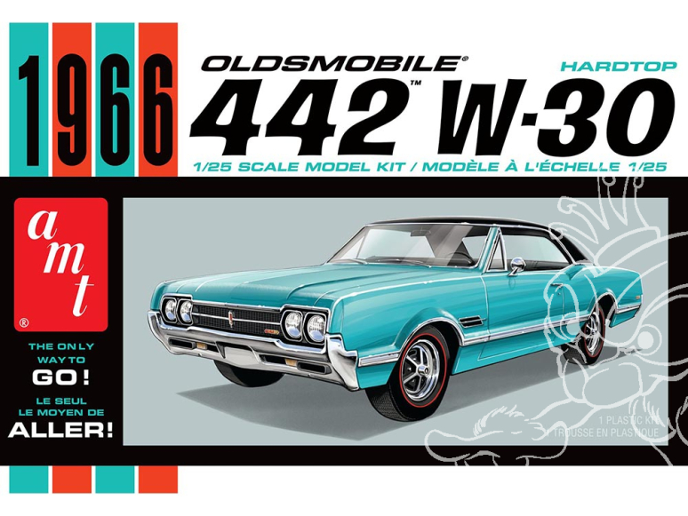 AMT maquette voiture 1432 1966 Oldsmobile 442 W-30 à toit rigide 1/25