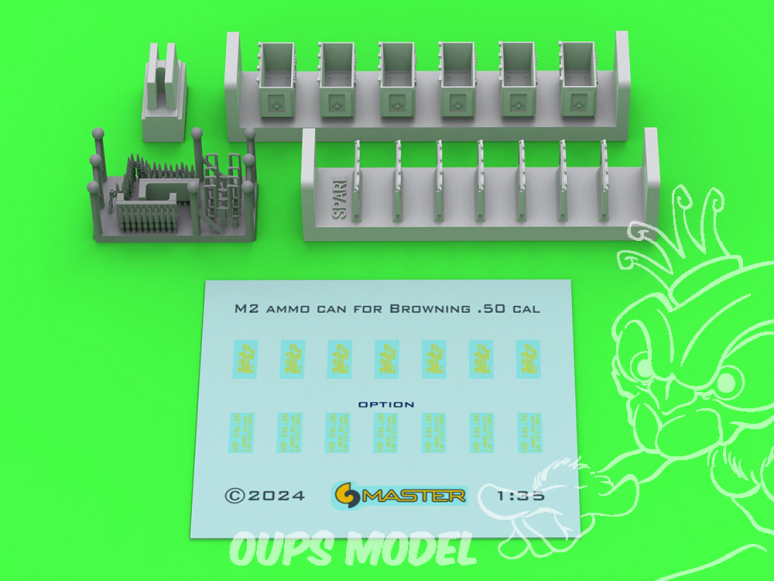 Master Model GM-35-067 Boites de munitions ouvertes M2 pour Browning M2 .50cal Version WWII x6 1/35